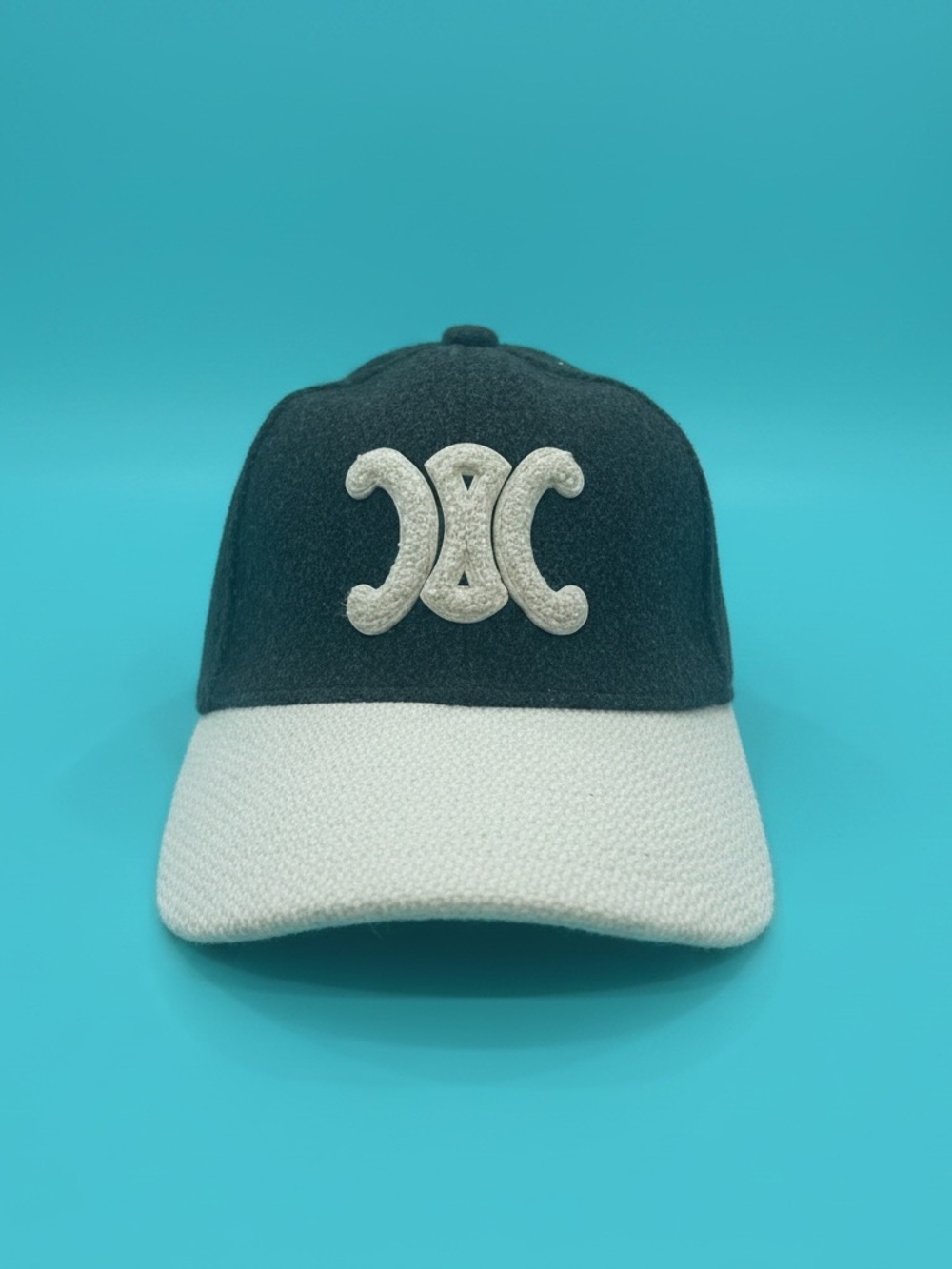 Designer Baseball Hat - with Monogram Triomphe - Grey and White